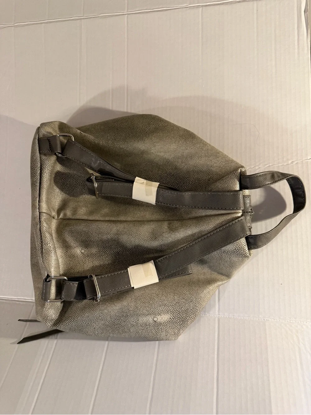 #223 Metallic Gray Women’s Backpack with Zipper Accents
